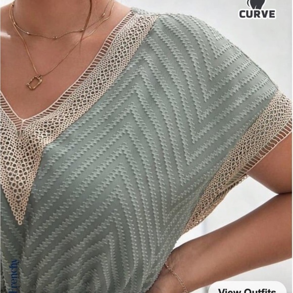 Frenchy Plus Chevron Jacquard Contrast Lace Tie Front Dress - 3XL - Picture 4 of 4